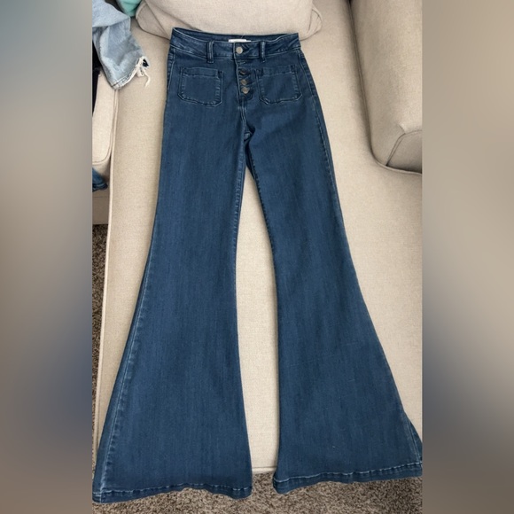 Dark Blue Cello Flare Jeans - Picture 2 of 4
